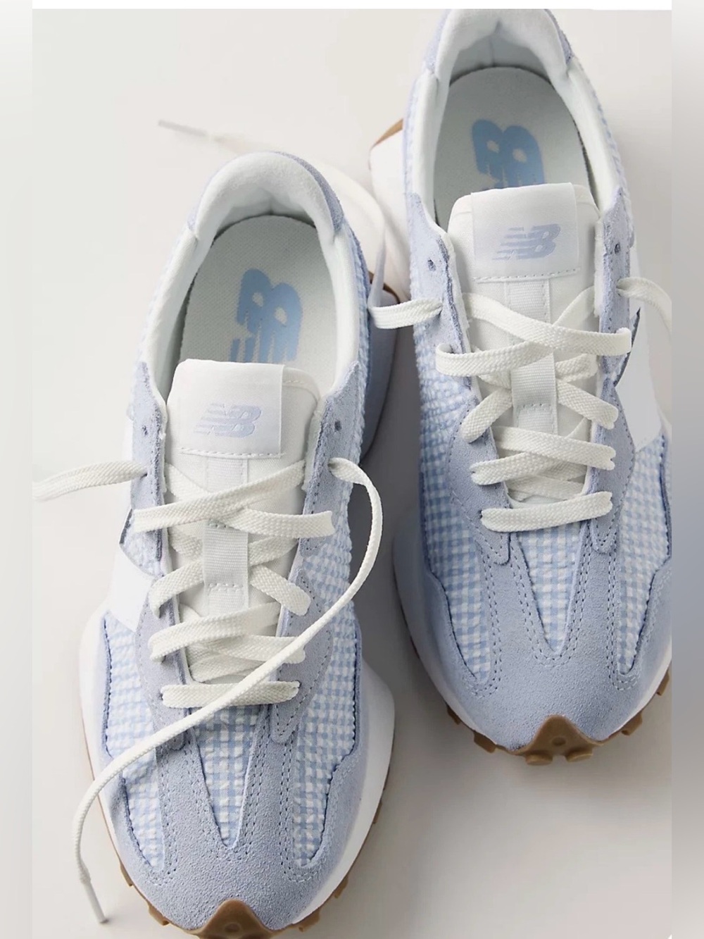 New Balance Women's Light Blue Gingham 327 Sneaker Size 8 - Picture 6 of 12